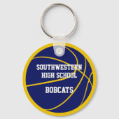 Blauw Goud Custom Jersey Nummer Basketbal Sleutelhanger (Achterkant)