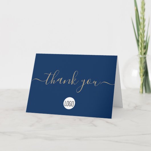 Blauw goud Custom Klantwaardering Bedankkaart (Voorkant)