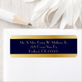 Blauw & Goud Custom Return Adreslabels Etiket (Insitu)