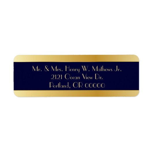 Blauw & Goud Custom Return Adreslabels Etiket (Voorkant)