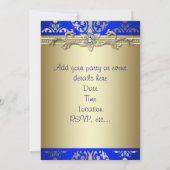 Blauw Goud Damast Koninklijk Blauw Uitnodiging Fee (Achterkant)