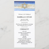 Blauw Goud David Star Bar Mitswa Ceremonie Programmakaart (Voorkant)