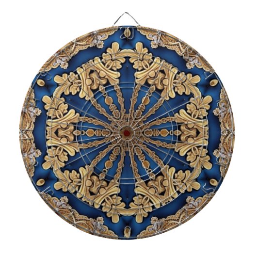 Blauw Goud Decoratief Dartbord (Voorkant)