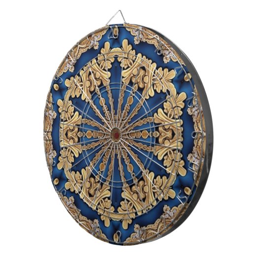 Blauw Goud Decoratief Dartbord (Voorkant Rechts)