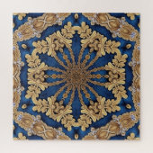 Blauw Goud Decoratieve Jigsaw Puzzel (Verticaal)