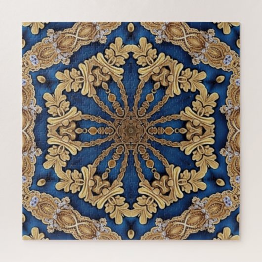 Blauw Goud Decoratieve Jigsaw Puzzel (Verticaal)
