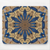 Blauw Goud Decoratieve Mousepad Muismat (Voorkant)