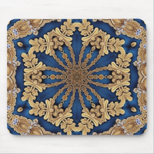 Blauw Goud Decoratieve Mousepad Muismat