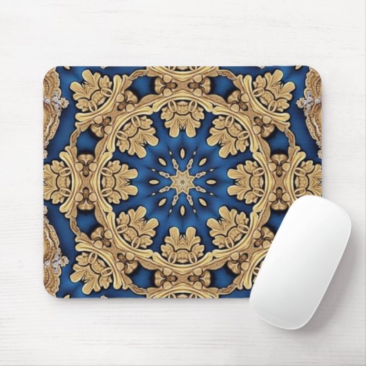 Blauw Goud Decoratieve Mousepad Muismat (Met muis)