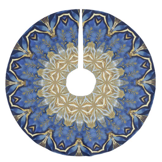 Blauw Goud Decoratieve Vakantieboom Rok Kerstboom Rok (Voorkant)