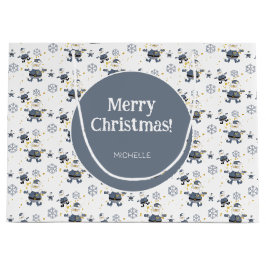 Blauw Goud Denim Kerstman Gepersonaliseerd Groot Cadeauzakje