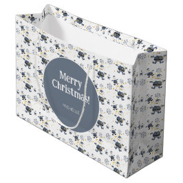 Blauw Goud Denim Kerstman Gepersonaliseerd Groot Cadeauzakje