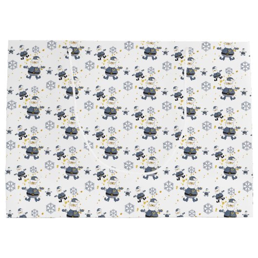 Blauw Goud Denim Kerstman Gepersonaliseerd Groot Cadeauzakje (Achterkant)