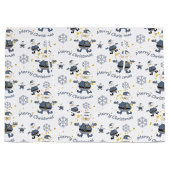 Blauw Goud Denim Mode Kerstmis Santa Pattern Groot Cadeauzakje (Voorkant)