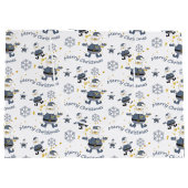 Blauw Goud Denim Mode Kerstmis Santa Pattern Groot Cadeauzakje (Achterkant)