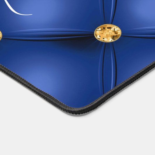 Blauw Goud Diamant Tufted Aangepaste Naam Bureaumat (Hoek)