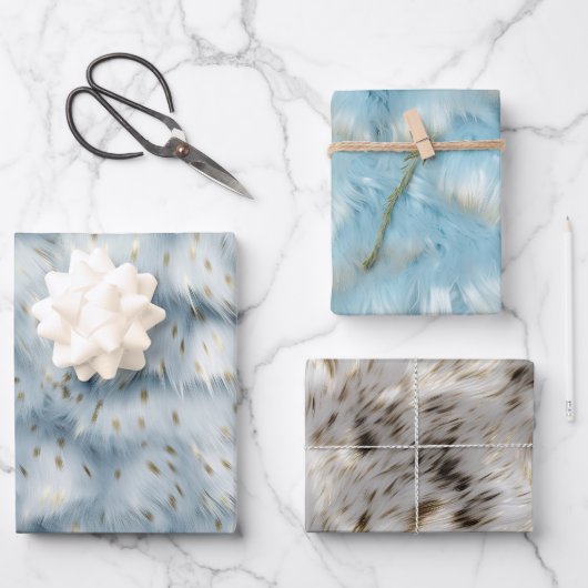 Blauw Goud Dierenprint Inpakpapier Vel (Voorkant)