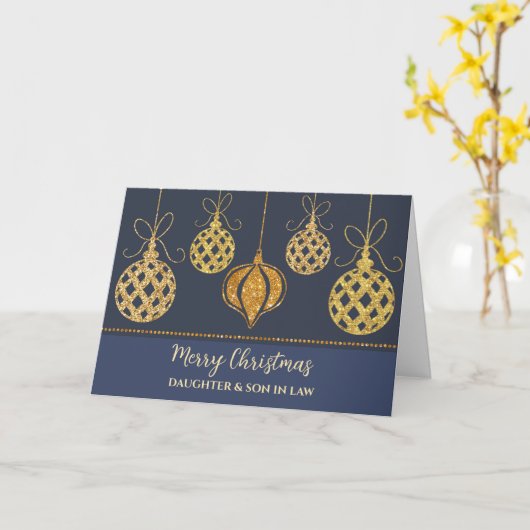 Blauw Goud Dochter & Zoon in Wet Vrolijk Kerstfees Kaart (Gele Bloem)