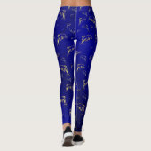 blauw, goud, dolfijn, vis, natuur, aquatisch, desi leggings (Achterkant)