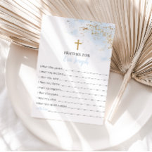 Blauw Goud Doop Gebed Kaart Gebed voor Baby Kaart