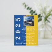 Blauw & Goud Dophoed Ontwerp Afstudeer Uitnodiging (Staand voorkant)