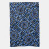 Blauw & Goud Dot Art Bloemenpatroon Theedoek (Verticaal)