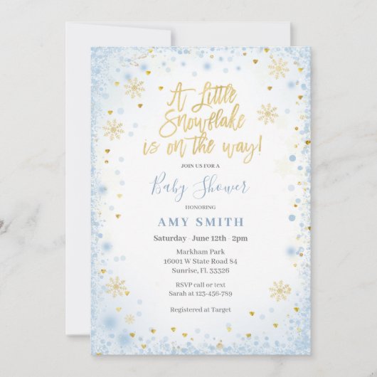 Blauw Goud Een beetje sneeuwvlok is onderweg Kaart (Voorkant)