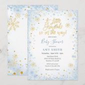 Blauw Goud Een beetje sneeuwvlok is onderweg Kaart (Voorkant / Achterkant)