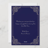 Blauw Goud Eid Mubarak Platte Vakantiekaart Feestdagenkaart (Achterkant)