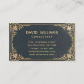  Blauw Goud Elegant Lijst Kalligrafie Visitekaartje (Achterkant)