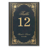 Blauw Goud Elegant Script Bruiloft Kaart (Voorkant)