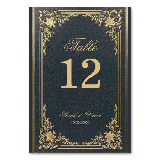 Blauw Goud  Elegant Script Bruiloft Kaart (Voorkant)