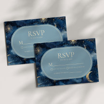 Blauw Goud Elegante Hemelse Sterrenhemel Bruiloft