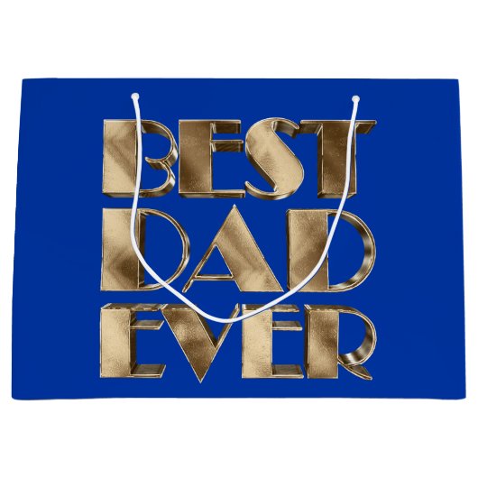 Blauw Goud Elegante Typografie Beste Papa Ooit Groot Cadeauzakje (Voorkant)