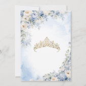 Blauw Goud Elegante Waterverf Bloemen Quinceañera Kaart (Achterkant)