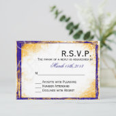 Blauw & Goud Elegantie - RSVP Card (Staand voorkant)