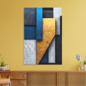 Blauw, Goud en Beton Canvas Afdruk (Insitu (Woonkamer))