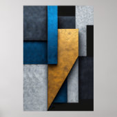 Blauw, Goud en Beton Poster (Voorkant)