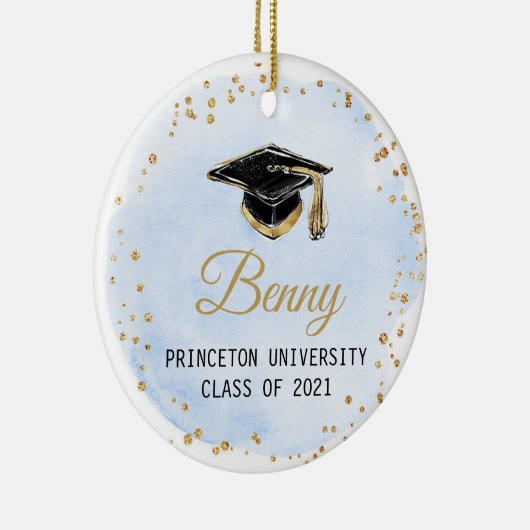 Blauw goud en wit Afstuderen Ornament voor hem (Rechts)