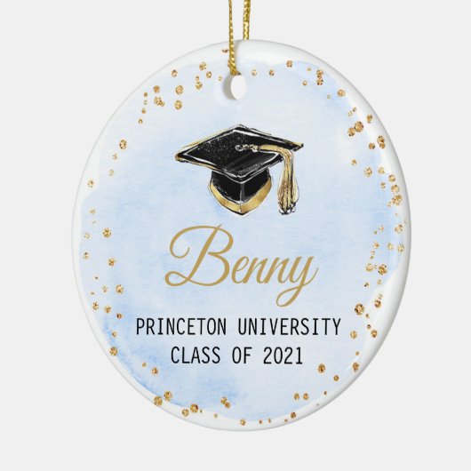 Blauw goud en wit Afstuderen Ornament voor hem (Links)