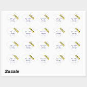 Blauw, goud en wit, Damask Favor Sticker (Vel)