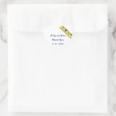 Blauw, goud en wit, Damask Favor Sticker (Tas)