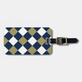 Blauw Goud en Wit-Gecontroleerd Bagagelabel (Voorkant horizontaal)