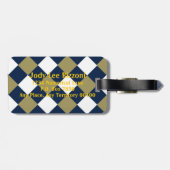 Blauw Goud en Wit-Gecontroleerd Bagagelabel (Achterkant horizontaal)