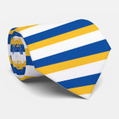 Blauw goud en wit horizontaal gestreept Stropdas (Opgerold)