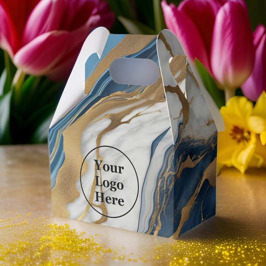 Blauw goud en wit marmer bedankdoosjes