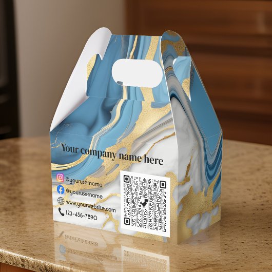 Blauw goud en wit marmer bedankdoosjes