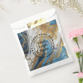 Blauw goud en wit marmer bedankzakje (Gezegeld)