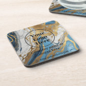 Blauw goud en wit marmer bier onderzetter (Linkerzijde)