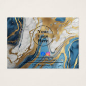 Blauw goud en wit marmer Care Instructie Kaart (Achterkant)